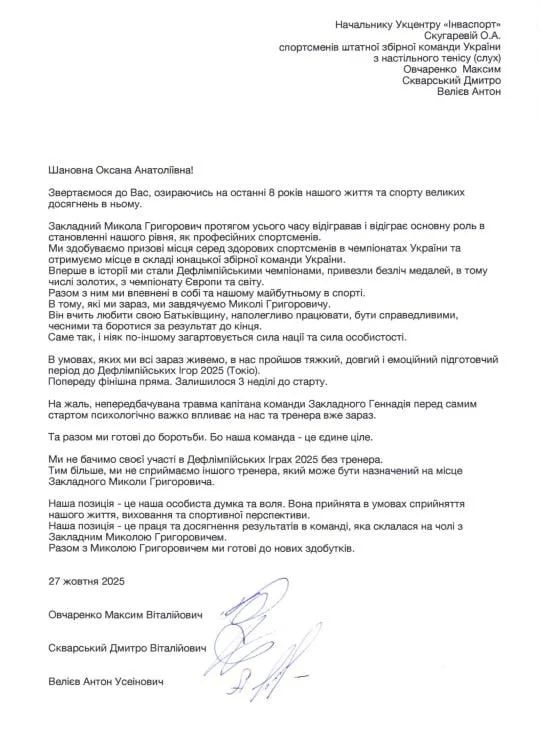 Скандал у збірній України: провідні гравці відмовляються їхати на Дефлімпіаду після звільнення тренера