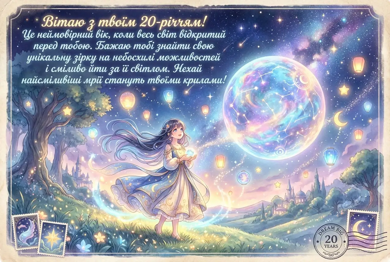 з днем народження 20 років дівчині