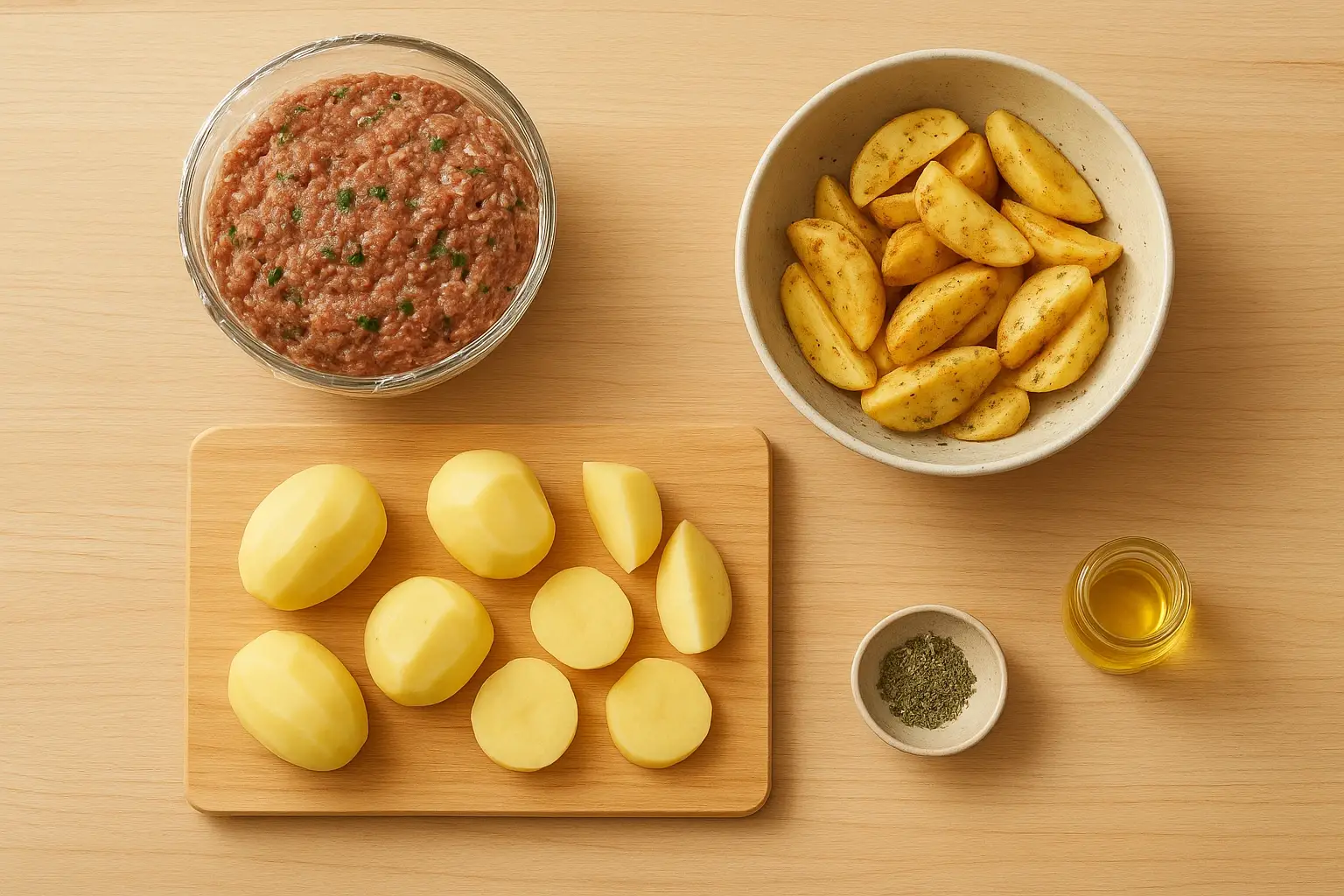 люля кебаб в духовке с картошкой