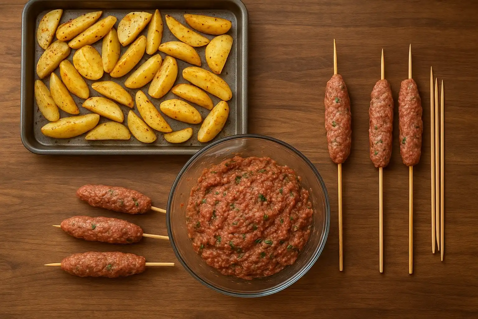 люля кебаб в духовке с картошкой
