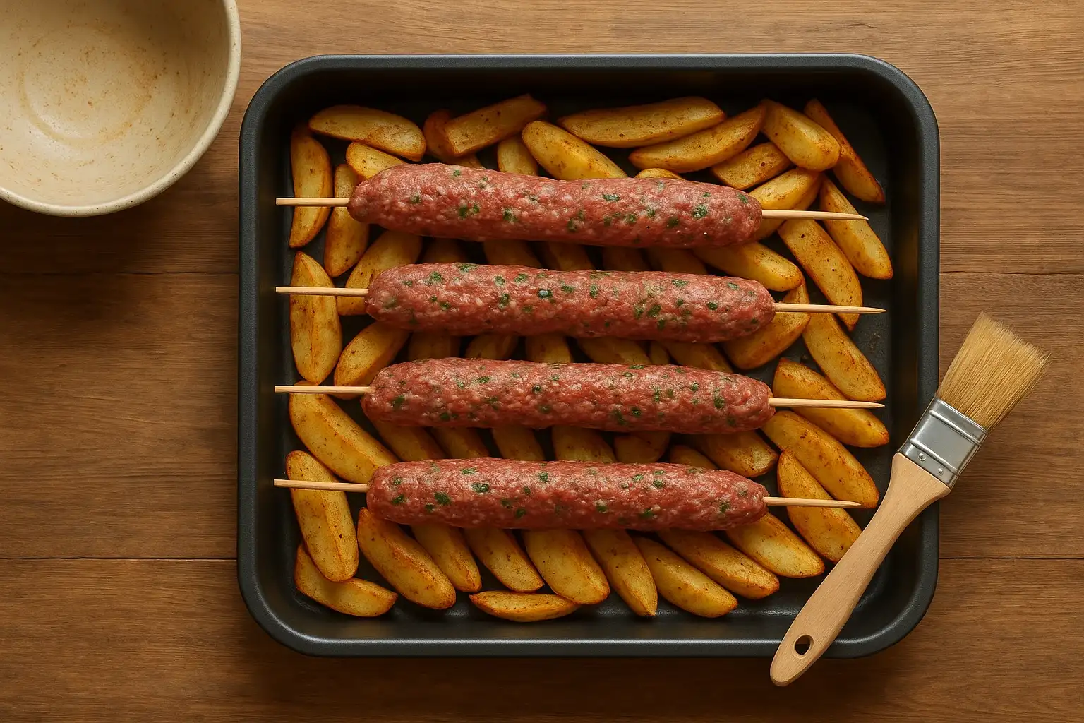 люля кебаб в духовке с картошкой