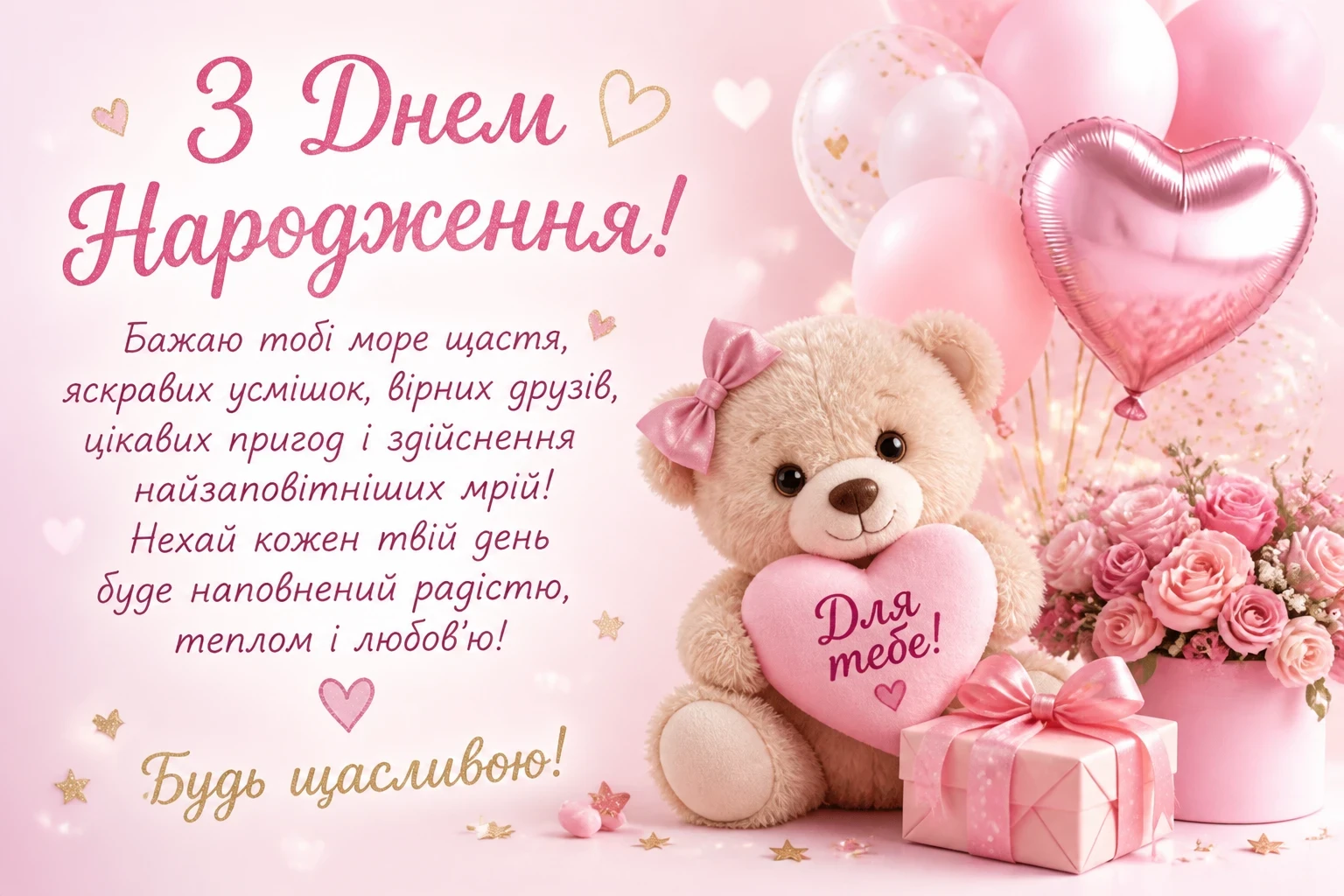 Вітання з днем народження для дівчинки