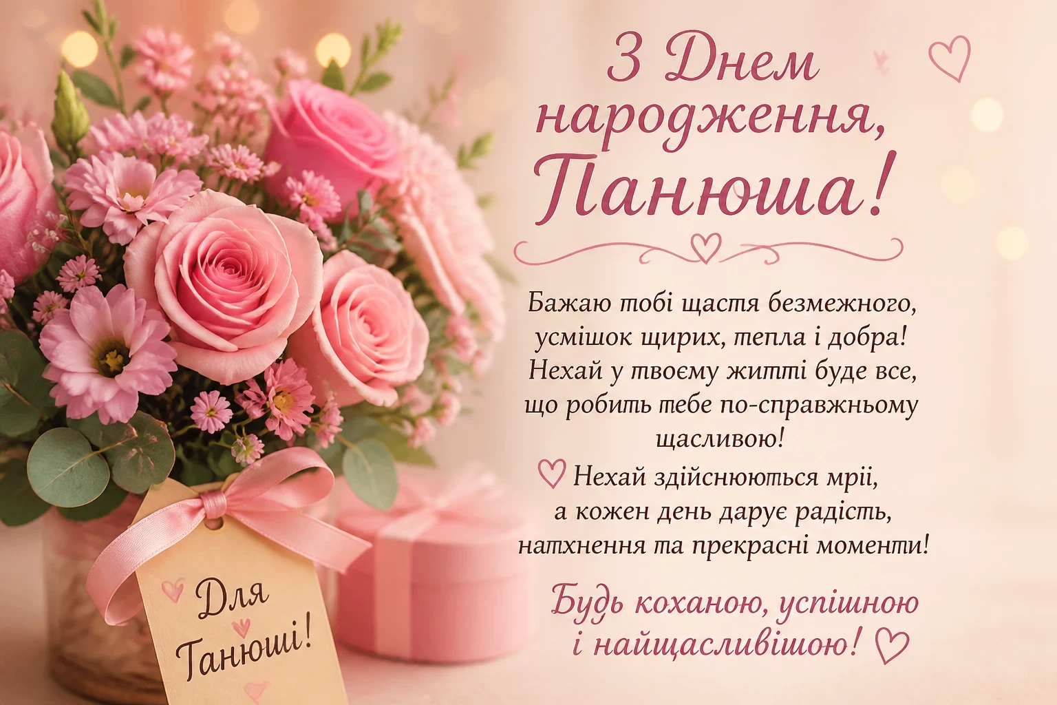 Привітання з днем народження для Танюші