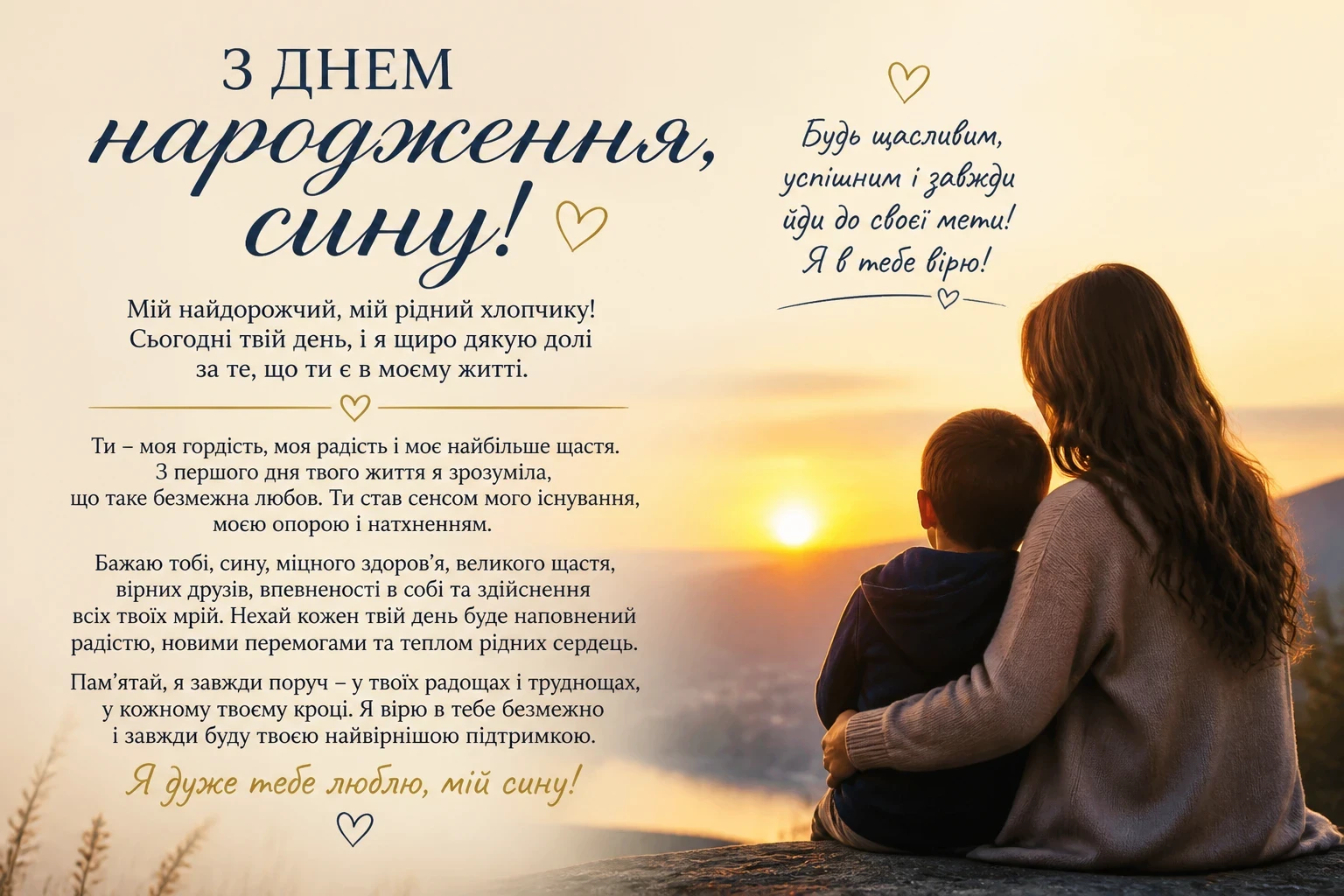 Гарне привітання з днем народження для сина від мами