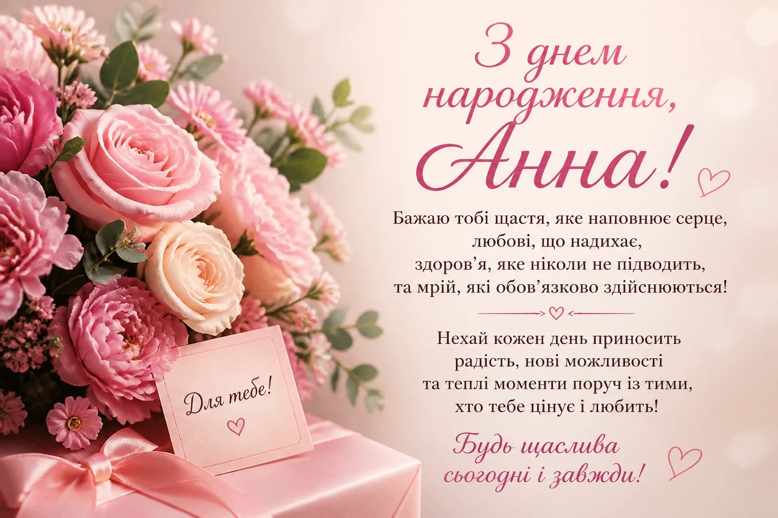 Привітання з днем народження для Анни