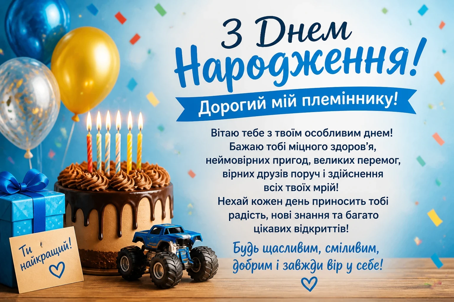 Привітання з днем народження для племінника