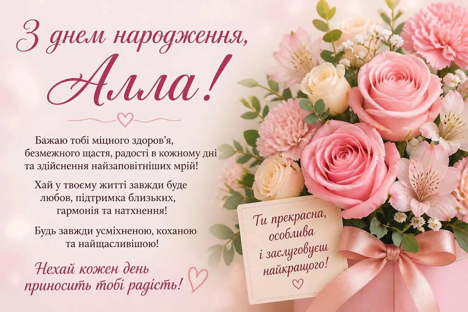 Привітання з днем народження для Алли