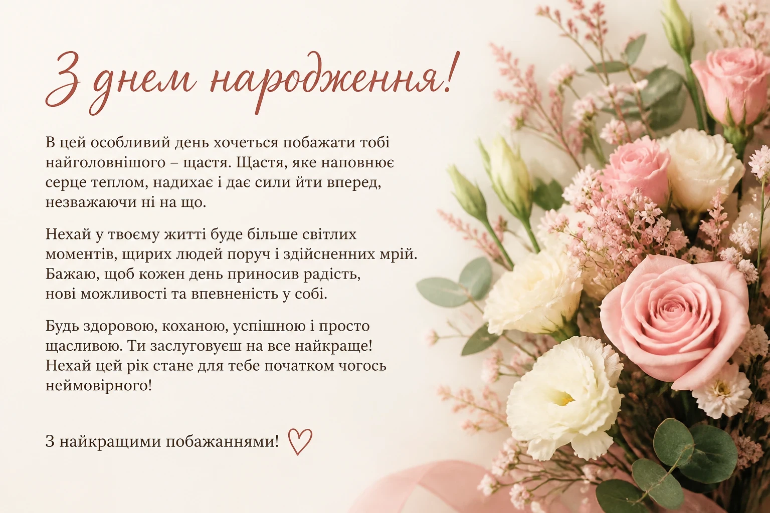 Гарне привітання з днем народження своїми словами