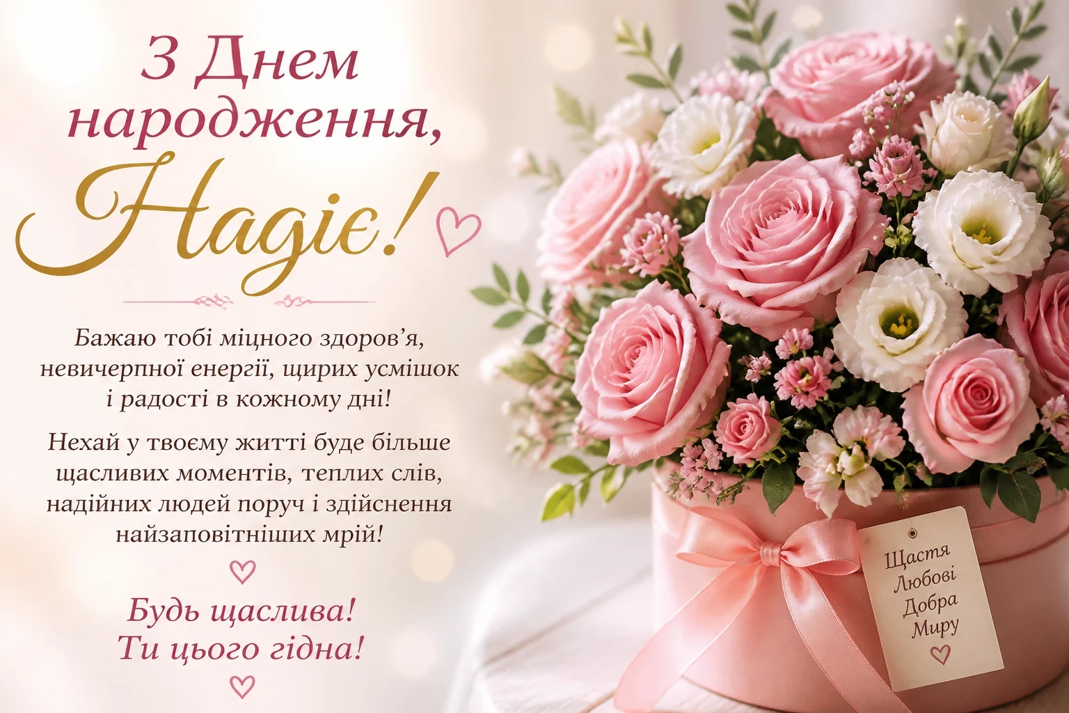 Привітання з днем народження для Надії