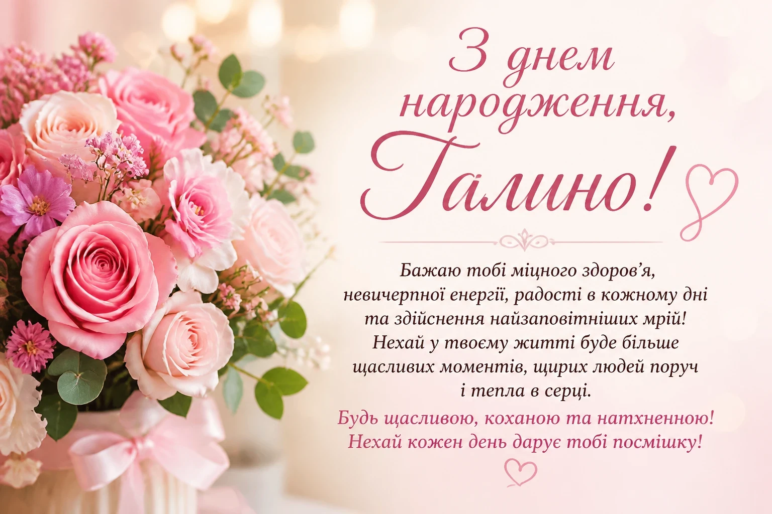 Привітання з днем народження для Галини