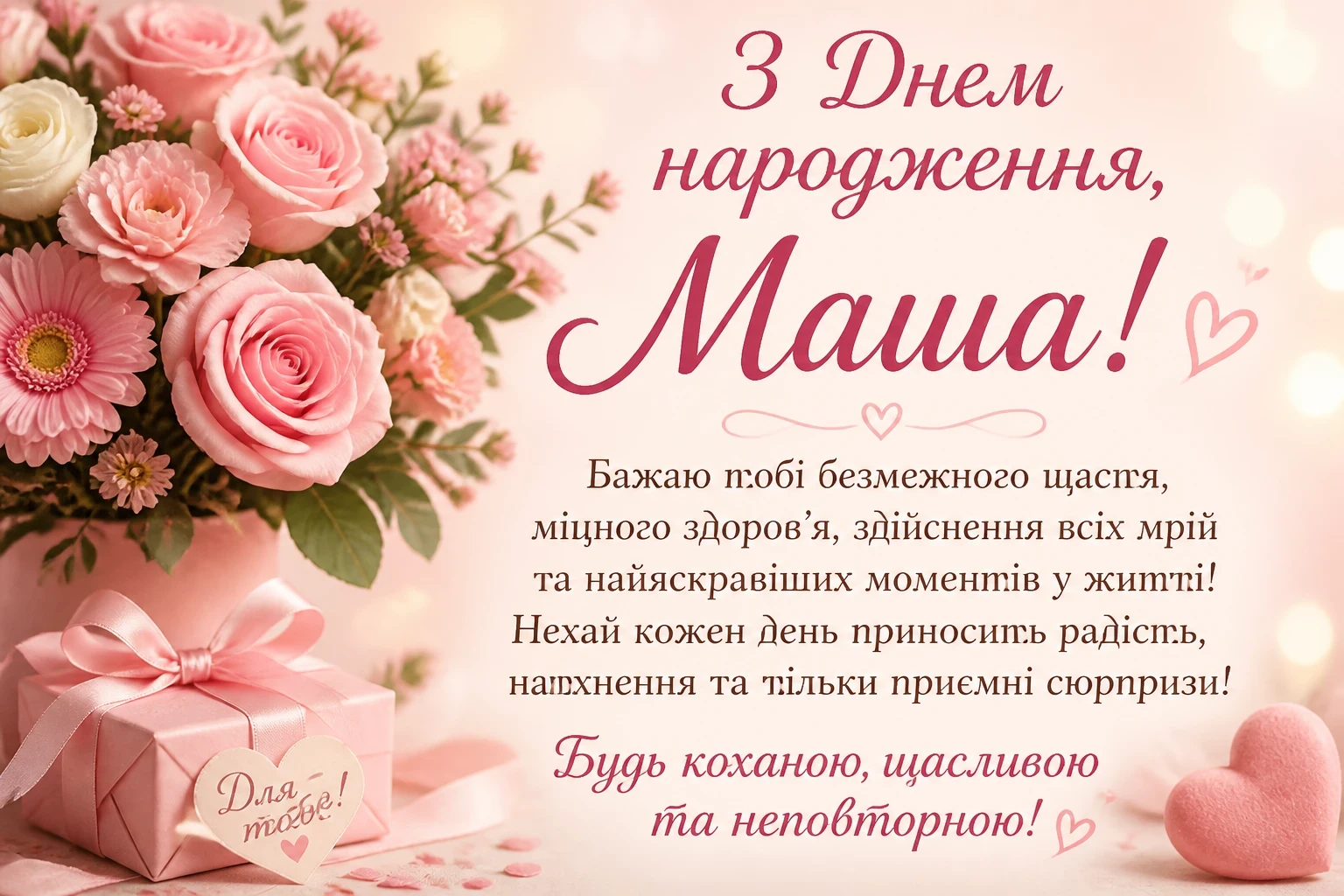 Привітання з днем народження для Маші