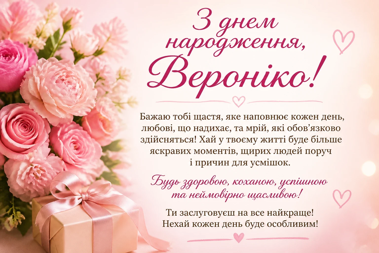 Привітання з днем народження для Вероніки